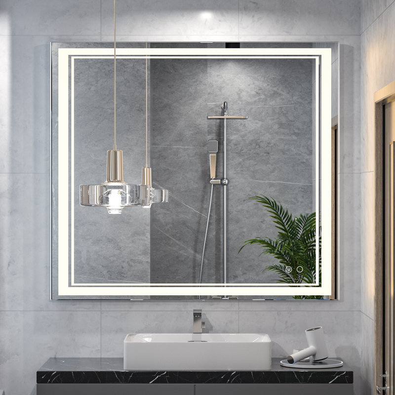 Orren Ellis Adorna Frameless LED 3 Color Dimmable Lighting Bathroom